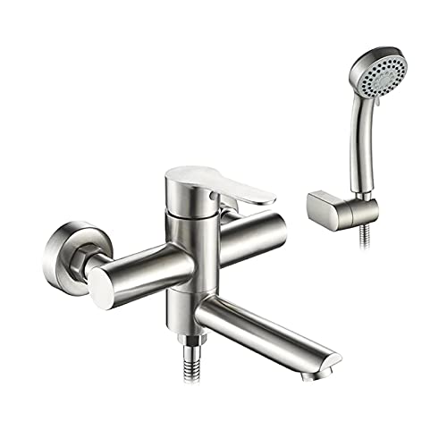 Robinet de baignoire en acier inoxydable avec douchette à main eau chaude et froide