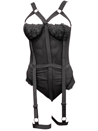 Image of Xivir Sexy Lace Lingerie Garter Belt Set for Women with Push Up Bra One Piece Teddy Babydoll