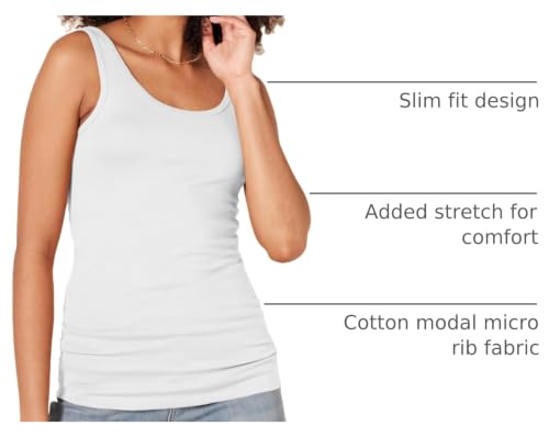 Image of Amazon Essentials Women's Slim-Fit Ribbed Scoop Neck Tank Tops, Pack of 2