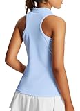 baleaf Women's Golf Shirts Tank Tops Sleeveless Tennis Polo Racerback with Collar Athletic Tanks Quick Dry Light Blue S