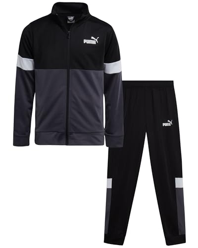 Puma Boys' Pants Set - 2 Piece Tricot Athletic Zip Up Jacket Sweatshirt And Active Jogger Pants