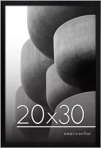 Image of Americanflat 20x30 Poster Frame with Polished Plexiglass - Streamline Collection - Thin Border Picture Frame for Wall Display - Hanging Hardware Included - Black