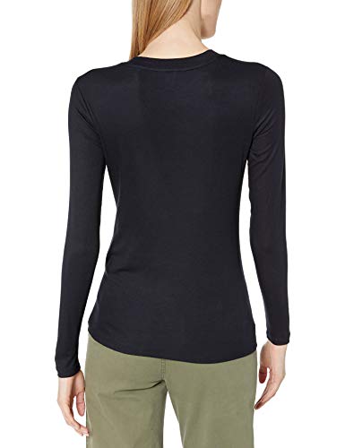 Amazon Brand - Daily Ritual Women's Fluid Knit Long-Sleeve Crewneck Shirt, Navy,Large