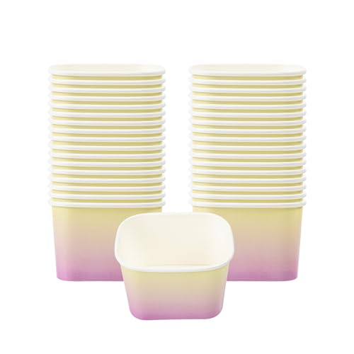 Image of Coppetta 12 Ounce Dessert Cups, 200 Greaseproof Ice Cream Cups - Lids Sold Separately, For Hot And Cold Foods, Orange And Blue Ombre Paper Yogurt Bowls, Disposable, Sturdy - Restaurantware
