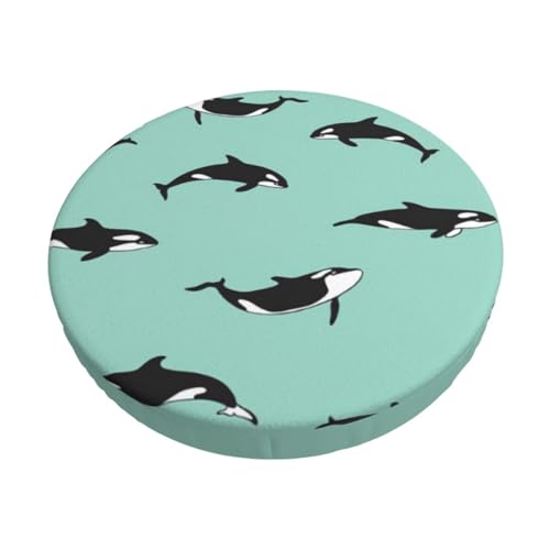TTIGLHOH Coussin de chaise rond imprimé baleine de l'océan Pacifique, housse de siège douce et respirante avec bord élastique sécurisé pour plus de...