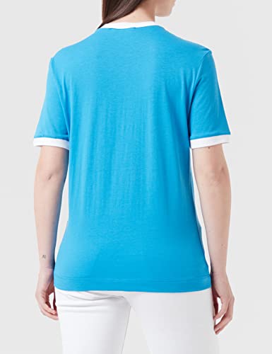 Love Moschino Jersey de algodón con Logotipo Impreso Camiseta, Azul Blanco, 42 para Mujer