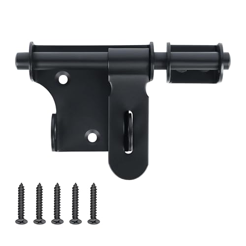 Alise 4 Inch Heavy Duty Slide Bolt Latch,Stainless Steel Barrel Bolt Latch with Padlock Hole, Safety Gate Latch for Wooden Fence/Outdoor Fence/Shed Door Black MS320U-B