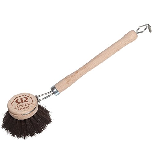 Image of Redecker Dish Brush, Horsehair Bristles, 2 Inch Round, Single - Wooden Dish Brush for Glassware & Everyday Dishwashing, Made in Germany