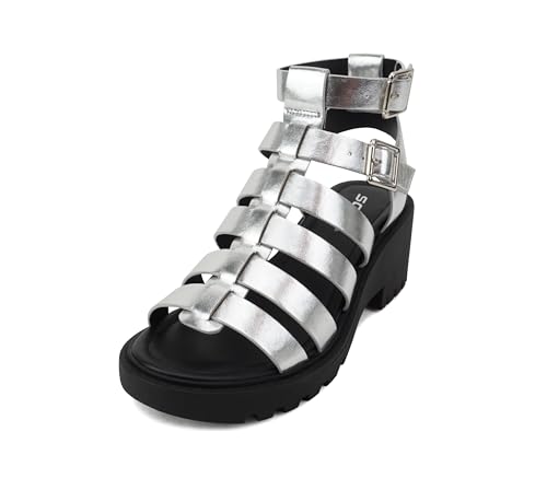 Image of Soda inchRebirth inch ~ Women Open Toe Fisherman Multi Strap Buckle Lug Sole Low Block Heeled Sandals