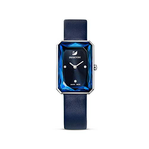 SWAROVSKI Uptown Watch, Swiss Quartz Watch with Stainless Steel Casing and Deep Blue Sunray Dial on a Blue Genuine Leather Strap, Part of the Swarovski Uptown Collection
