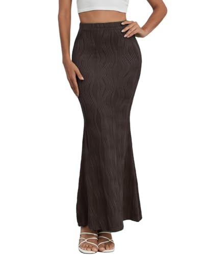 Sulozom Women's Summer Casual High Waist Bodycon Fishtail Mermaid Maxi Long Skirt