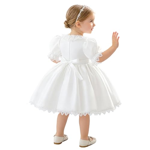 Zaldita Vestido de fiesta para recién nacidos, para recién nacidos, con encaje floral, para bodas, fiestas, recién nacidos, bautizos, bautizos, etc, Blanco, 80-86