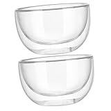 FELTECHELECTR 2 Stk Doppelte Glasschale Schüsseln Kleine Schüssel Isolierter Kaffeebecher Doppelwandiger Kaffee Dessert-mini-schüssel Frühstücksschüssel Besteck Glas Mit Hohem Borosilikatgehalt