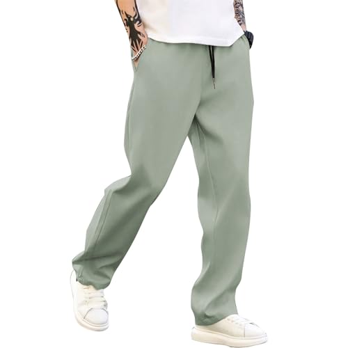 DuDubaby Baggy Joggers for Men Cargo Pants Breathable Stretch Tapered Drawstring Active Hiking Trousers with Pockets