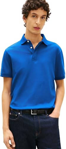 Tommy Hilfiger Herren Poloshirt Kurzarm Hidden Placket mit Knopfleiste, Blau (Regal Blue), M – Ansicht 1