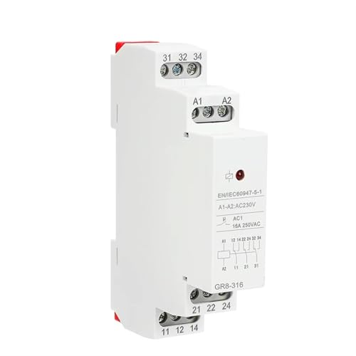 Relé electrónico de 16 A modular GR8 con soporte de voltaje dual AC230V e intermedio 4