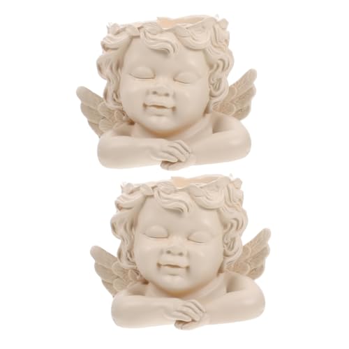 Yardwe 2 Piezas Maceta Planta maceteros figuritas Angeles ángel Estatua jardineria jardinerad tiestos Decorativos Plant Pot Plants Suministros de jardín cuencas de siembra Resina