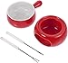 Garnek do fondue z 2 widelcami ze stali nierdzewnej, ceramiczny dzbanek do fondue z czekoladą lekki piec do herbaty porcelanowy tygiel do topienia sera cukierków czekoladowych lodów,Red
