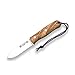 Joker Cuchillo Deportivo de Caza Trampero CO113-P, Mango de Madera de Olivo, Funda Piel con pedernal, Hoja de 10 cm de Acero Sandvik 14c28n, Herramienta de Pesca, Caza, Camping y Senderismo