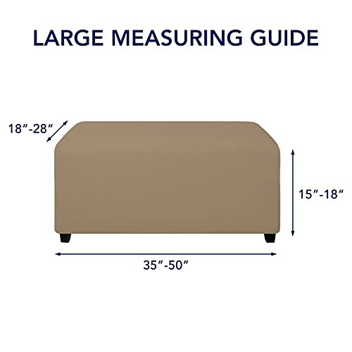 Image of PureFit Stretch Rectangle Ottoman Cover Footstool Cover, Camel