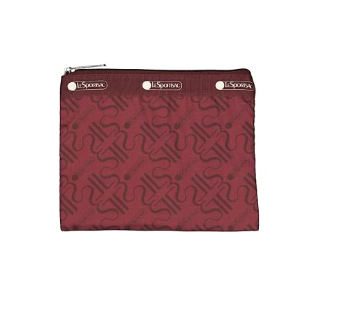 LeSportsac Le Logo De Luxe Claret Classic Hobo Crossbody Bag + Cosmetic Bag, Style 7520/Color E471, LS Monogram Logos, Modern Tonal Cranberry/Pomegranate Red Jewel-Tone Logo Chic Status Bag2