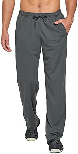 LABEYZON Men's Lightweight Sweatpants Open Bottom Mesh Athletic Workout Pants Loose Fit Running Track Pants Sweatpants with Pockets(Grey-1 2XL)
