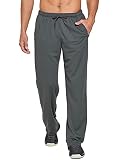 LABEYZON Men's Lightweight Sweatpants Open Bottom Mesh Athletic Workout Pants Loose Fit Running Trac
