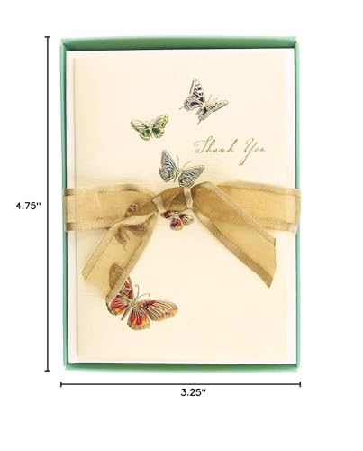 Image of Graphique Butterflies La Petite Presse Boxed Thank You Notes - 10 Cards with Matching Envelopes and Storage Box, 3.25 inch x 4.75 inch
