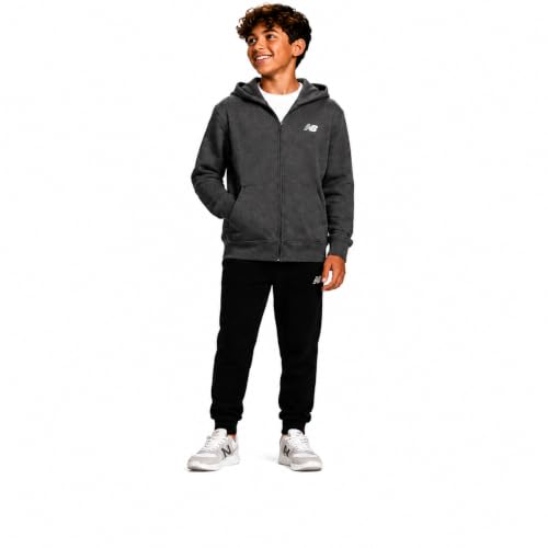 Image of New Balance Boys Zip Up Warm Fleece Hoodie Sweatshirt, Activewear 8-20 | Ribbed Cuffs & Kangaroo Pockets, Full Zip Front Closure, Durable Layer for School, Sports & Weekend Outings