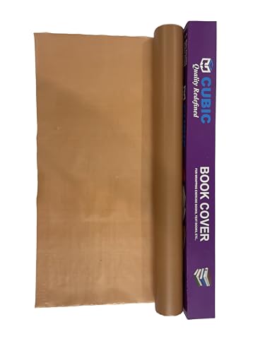 Image of Cubic Brown Book Cover Roll | 360mm x 10 Meters | Pack of 2 | 51 Micron | Waterproof | Non-Tearable | Durable Film for Wrapping Textbooks, Notebooks & Office Files