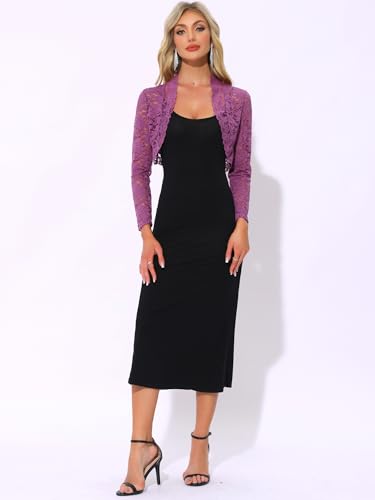 Image of Allegra K Women's Elegant Crop Cardigan Sheer Floral Lace Bolero Shrug Top