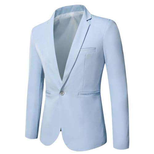 Men's Casual Korean Style Slim Fit Solid Color Single Button Blazer