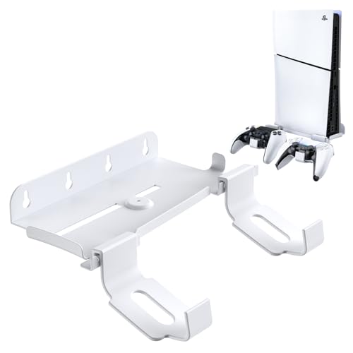 Shinkuro Kit de Montaje en Pared para PS5 Slim, Soporte de Montaje en Pared con 2 Soportes de Controlador extraíbles, Cortador y Tornillo de fijación para PS5 Slim Disc/Digtial Edition