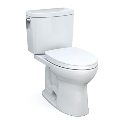 Toto TOTMS454124CUFG01 Drake II 1 GPF Two Piece Elongated Toilet with Left Hand Lever - Seat Included Cotton