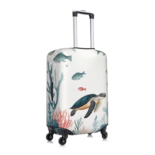 Ocean Life Coral Turtle Fish Luggage Cover Elastic Washable Protector Anti-Scratch Travel Suitcase Covers With Concealed Zipper For 18-32 Inch Luggage Large3