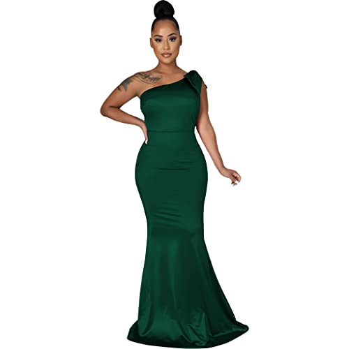 Image of FairyLove Women's One Shoulder Sleeveless Formal Ruched Bodycon Fashion Dress Belted Cocktail Dresses