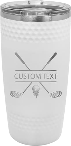 Personalized Custom Engraved Golf Ball Textured Stainless Steel Double-Wall Insulated Tumbler 20-Ounce Travel Coffee Mug Customizable