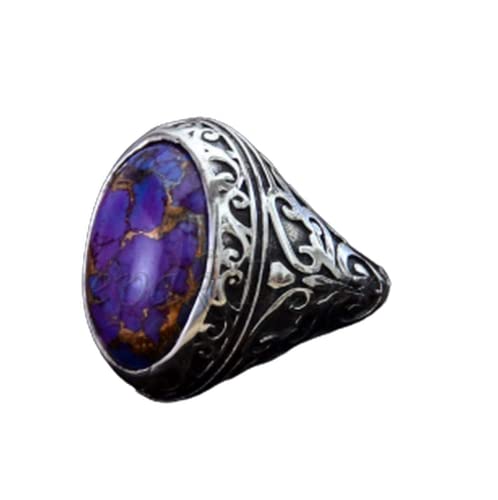 925 Sterling Silver Ring, Oval Cab, Purple Copper Turquoise Gemstone Ring, Handicraft, Statement Ring, Biker Ring, High Polished, All Size, Natural Purple Copper Turquoise, Mens Rings, Birthday Gift