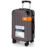 YONSLY Gepäck Suitcase, TSA-Schloss YKK-Reißverschluss Reisekoffer, Kabinenkoffer Hartschalen-Koffer Trolley Handgepäck mit 360° Lenkrollen, Teleskopgriff (M, Braun)