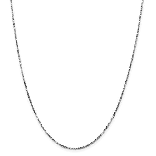 Solid 10K White Gold 1.5mm Spiga (Wheat) Chain Necklace - with Secure Lobster Lock Clasp
