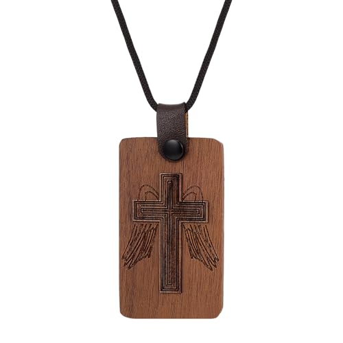 Collier NFC écriture sainte et pendentif croix en bois