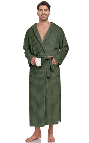 VintageClothing Mens Hooded Robe Plush Fleece, Soft Fluffy House Coat Lounge Robe Full Length Bathrobes with Pockets3
