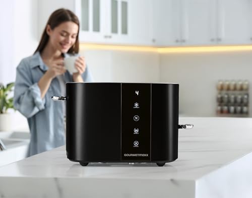 GOURMETmaxx Tostapane con fessura corta per 2 fette | Tostapane nero con 6 gradi di doratura e conto alla rovescia pronto a 2 eat | Utensile da cucina elettrico con display touch, inserto per panini e - immagine 3