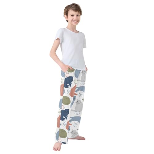 Boys' Pants Multicolor Cats Cute Long Bottoms Jogger Pants Elastic Waist Trousers with Pockets S-XL4