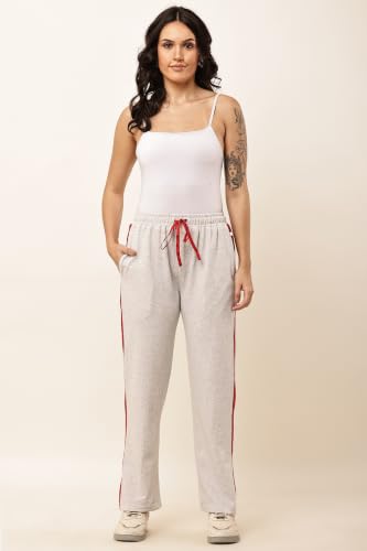 Image of Women's Loose Fit Track Pants - Polycotton Joggers with Elastic Waistband & Side Pockets | Lower Comfortable for Gym, Running & Casual Wear