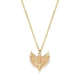 MEVECCO Dainty Gold Eagle Necklace 18k Gold Plated Vintage Cubic Zirconia Eagle Pendant Necklace Genuine Elegant for Jewelry Gifts