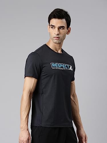 Image of XTEP Black Cooling Comfort & Elastic Training T-Shirt for Men- Polyamide+Polyester+Elastane Sports Elastic Performance Cool Tech Rapid Heat Conduction & Dissipation