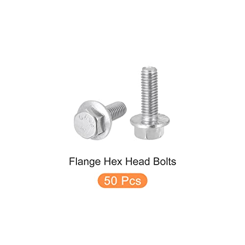 Image of METALLIXITY Flange Hex Head Bolts (M6x16mm) 50pcs, Hexagon Bolt Fully Thread Screw - for House Construction Hardware Fasteners