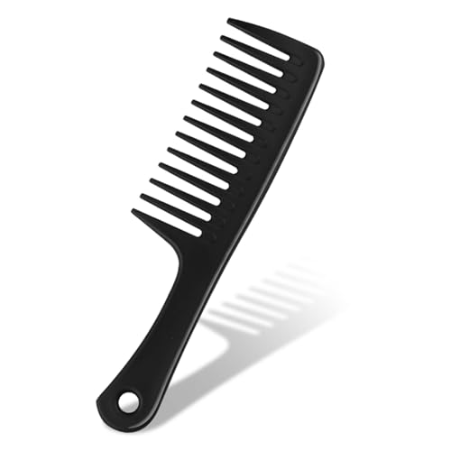 Funalix Peine de Peluquero, Peine de Dientes Anchos Antiestático y Resistente al Calor para Desenredar Cabello Largo, Húmedo o Rizado (negro)