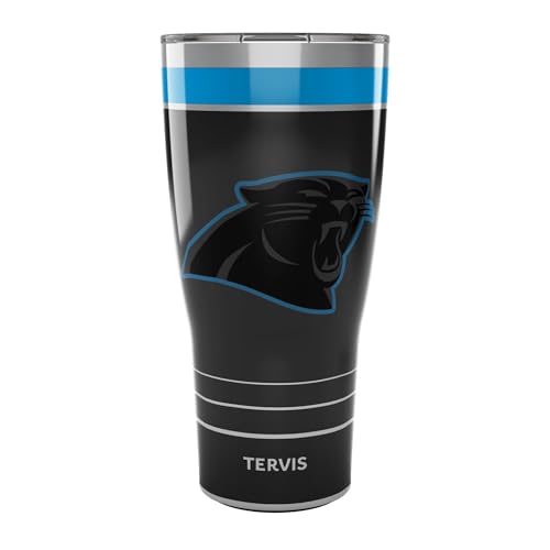 Tervis Traveler NFL Carolina Panthers - Night Game Triple Walled Insulated Tumbler Travel Cup Keeps Drinks Cold & Hot, 30oz, Stainless Steel